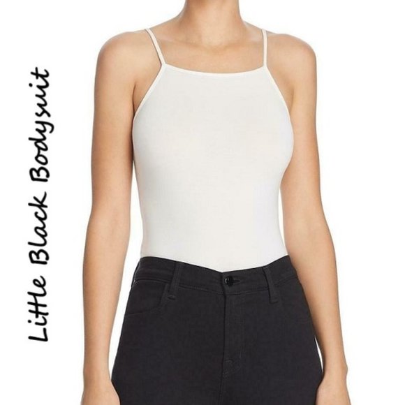 NWT LITTLE BLACK BODYSUIT White Knit Top Blouse - Picture 1 of 8
